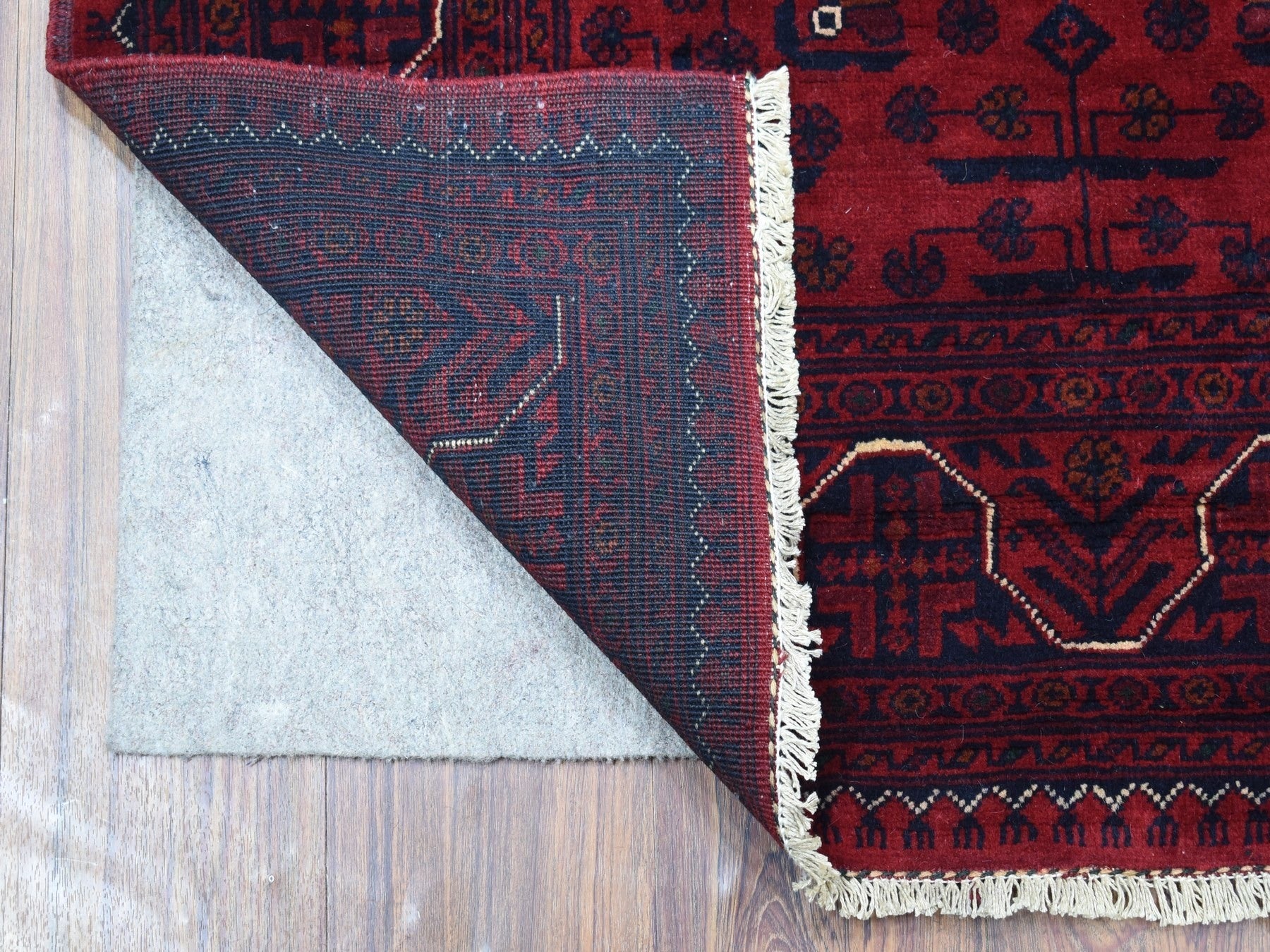 Tribal & Geometric hand-knotted wool rug in Red, 3'3" x 4'10" — SKU O068099 (view 2)