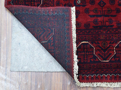 Red 3'3" x 4'10" Tribal Hand knotted Wool Rug - Sku: O068099
