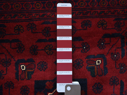 Red 3'3" x 4'10" Tribal Hand knotted Wool Rug - Sku: O068099