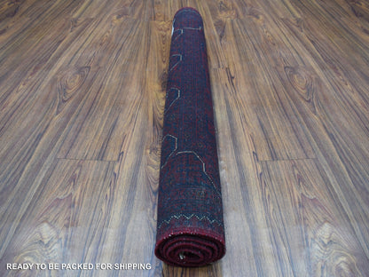 Red 3'3" x 4'10" Tribal Hand knotted Wool Rug - Sku: O068099