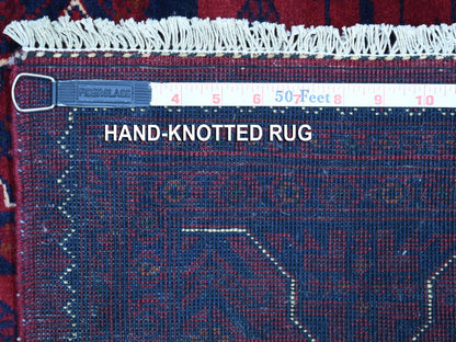 Red 3'3" x 4'10" Tribal Hand knotted Wool Rug - Sku: O068099
