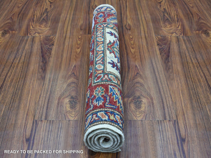 Ivory 2'1" x 2'10" Kazak Hand knotted Wool Rug - Sku: O068128