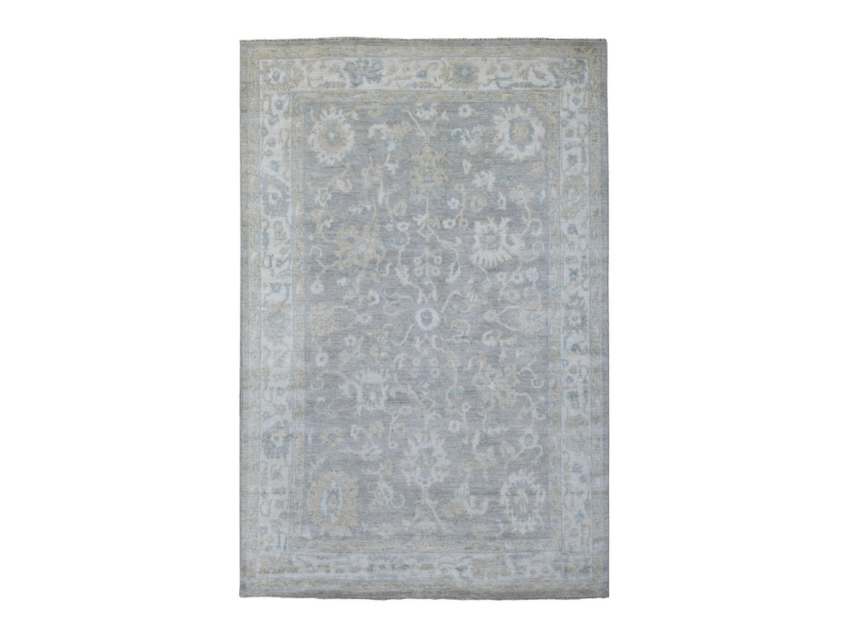 Oushak Oushak hand-knotted wool rug in Gray & Ivory, 6' x 9'2" — SKU O068142