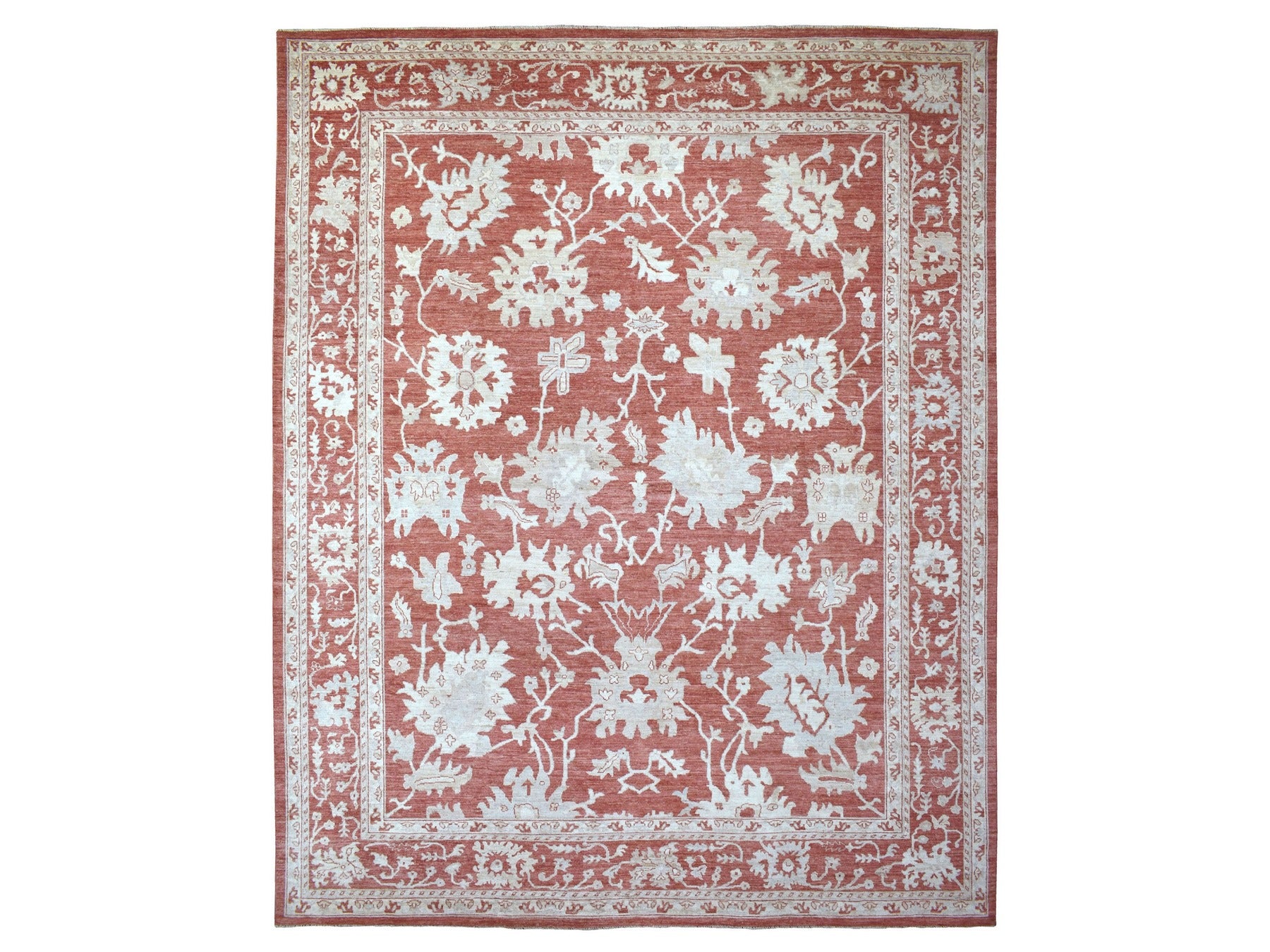 Oushak Oushak hand-knotted wool rug in Red, 11'9" x 14'9" — SKU O068145