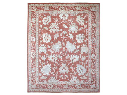 Red 11'9" x 14'9" Oushak / Peshawar Hand knotted Wool Rug - Sku: O068145