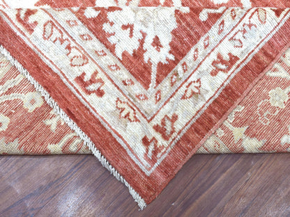 Red 11'9" x 14'9" Oushak / Peshawar Hand knotted Wool Rug - Sku: O068145
