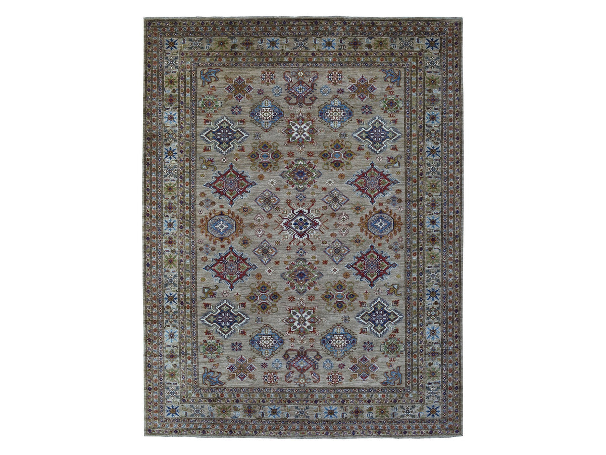 Kazak Kazak hand-knotted wool rug in Beige, 9' x 11'9" — SKU O068154