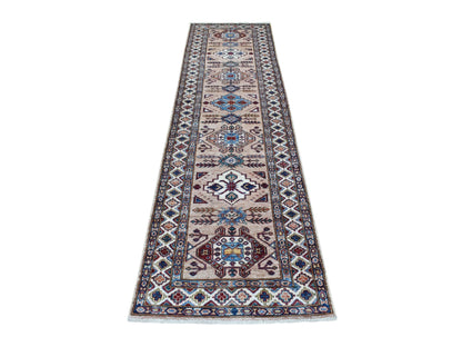 Brown 2'7" x 9'8" Kazak Hand knotted Wool Rug - Sku: O068173