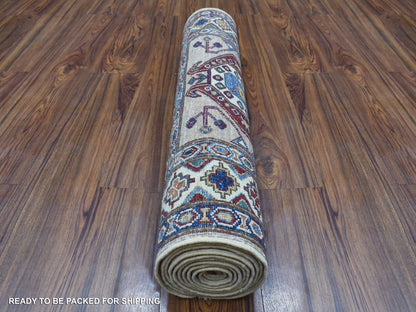 Brown 2'7" x 9'8" Kazak Hand knotted Wool Rug - Sku: O068173