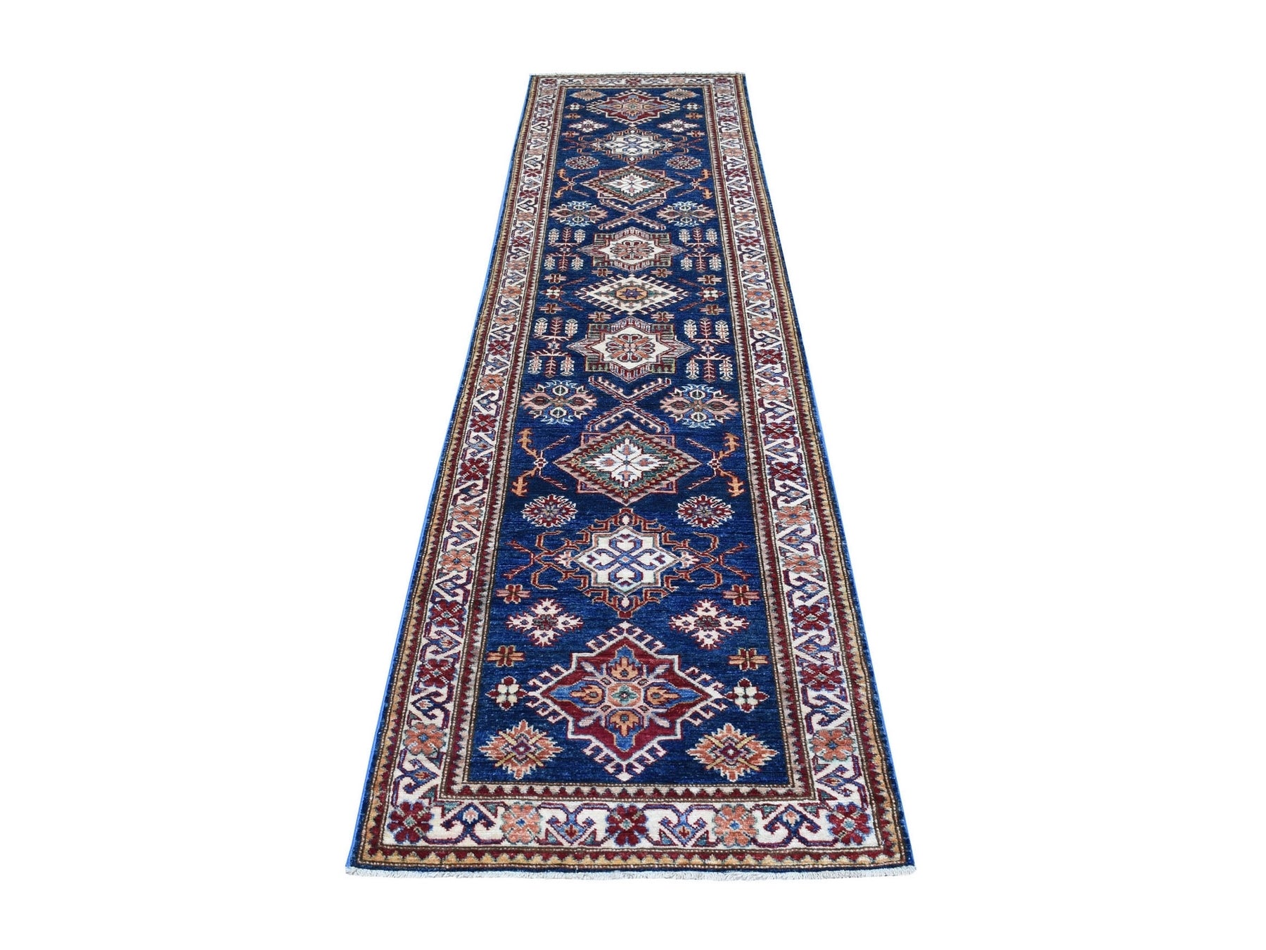 Blue 2'8" x 10'5" Tribal Hand knotted Wool Rug - Sku: O068180