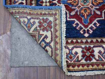 Blue 2'8" x 10'5" Kazak Hand knotted Wool Rug - Sku: O068180