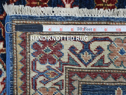 Blue 2'8" x 10'5" Kazak Hand knotted Wool Rug - Sku: O068180