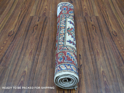 Ivory 2'0" x 2'10" Kazak Hand knotted Wool Rug - Sku: O068202