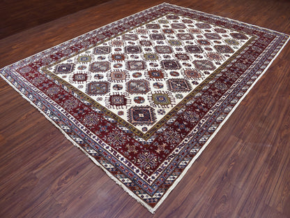 Ivory 9'1" x 12'4" Kazak Hand knotted Wool Rug - Sku: O068224