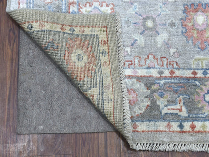 Grey 3'2" x 10'0" Oushak And Peshawar Hand knotted Wool Rug - Sku: O068314