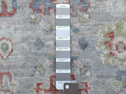 Grey 3'2" x 10'0" Oushak And Peshawar Hand knotted Wool Rug - Sku: O068314