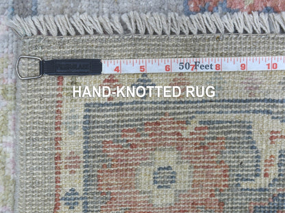 Grey 3'2" x 10'0" Oushak And Peshawar Hand knotted Wool Rug - Sku: O068314
