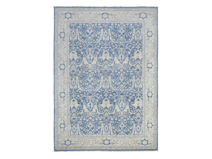 Blue 9'8" x 13'5" Oushak And Peshawar Hand knotted Wool Rug - Sku: O068324