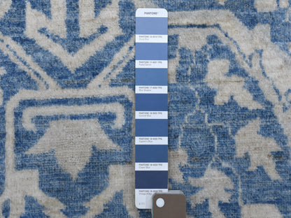 Blue 9'8" x 13'5" Oushak And Peshawar Hand knotted Wool Rug - Sku: O068324