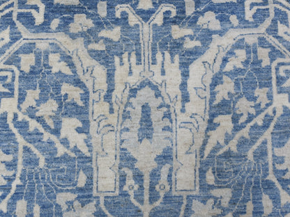 Blue 9'8" x 13'5" Oushak And Peshawar Hand knotted Wool Rug - Sku: O068324