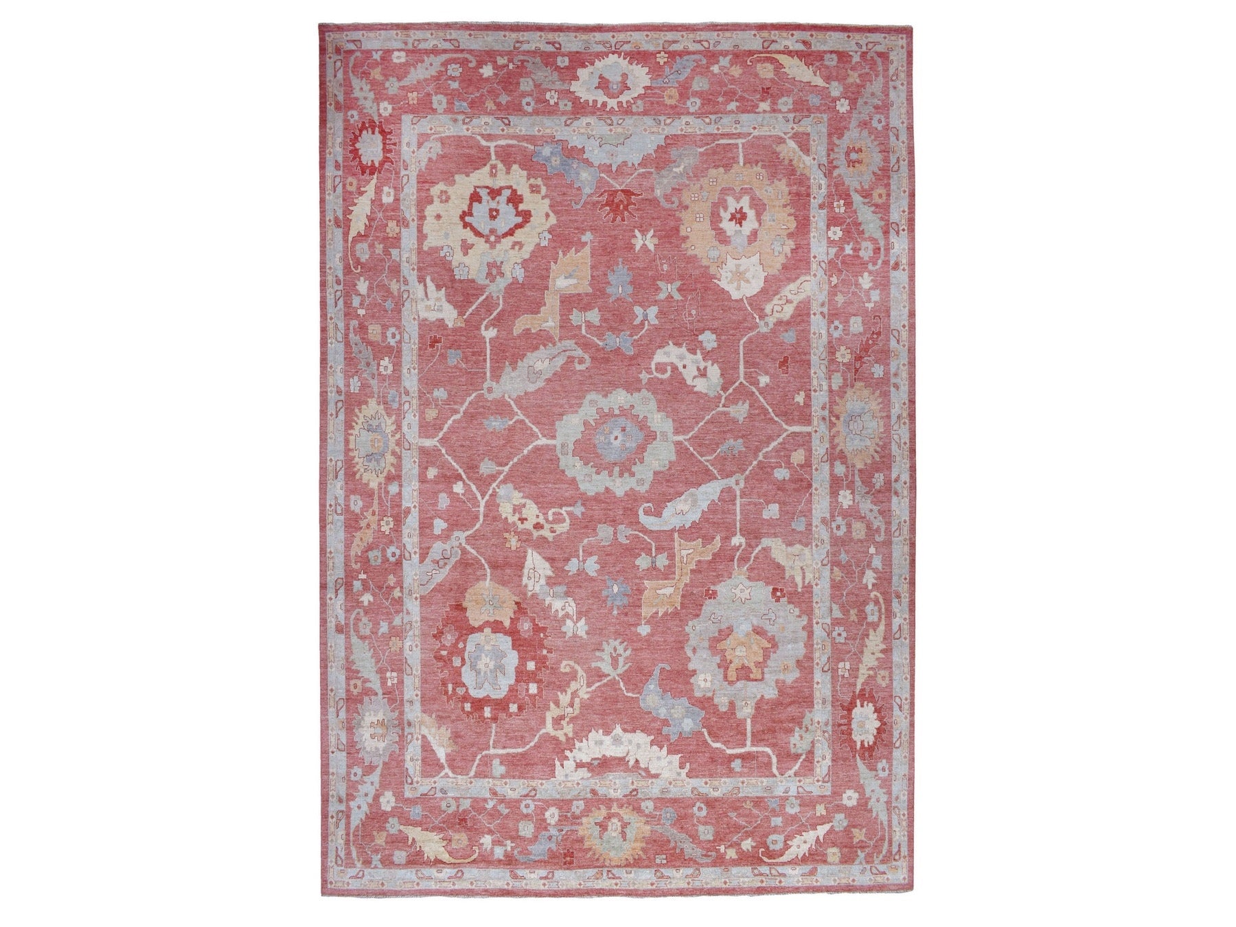 Oushak Oushak hand-knotted wool rug in Pink, 13'9" x 19' — SKU O068347