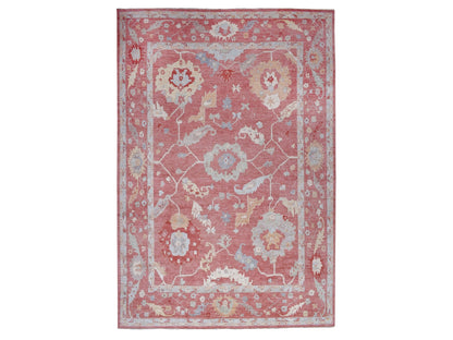 Pink 13'9" x 19'0" Oushak / Peshawar Hand knotted Wool Rug - Sku: O068347