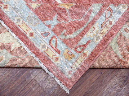 Pink 13'9" x 19'0" Oushak / Peshawar Hand knotted Wool Rug - Sku: O068347