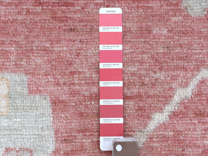 Pink 13'9" x 19'0" Oushak / Peshawar Hand knotted Wool Rug - Sku: O068347