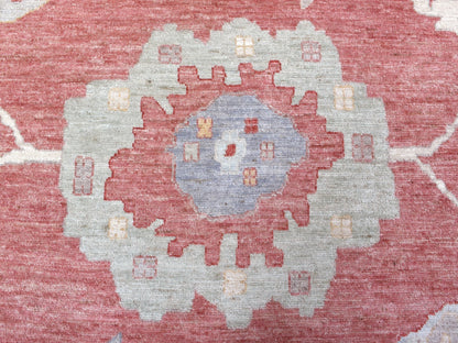 Pink 13'9" x 19'0" Oushak / Peshawar Hand knotted Wool Rug - Sku: O068347
