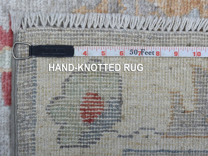 Grey 3'0" x 13'5" Oushak And Peshawar Hand knotted Wool Rug - Sku: O068396