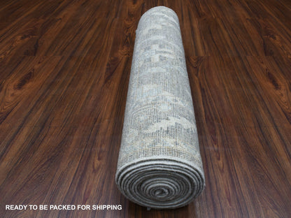 Grey 2'9" x 16'0" Oushak And Peshawar Hand knotted Wool Rug - Sku: O068407