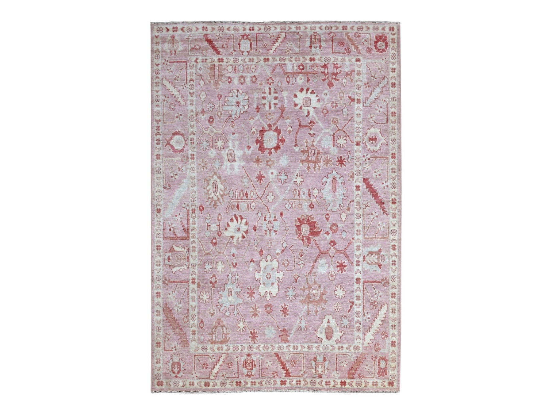 Oushak Oushak hand-knotted wool rug in Pink, 6'1" x 8'10" — SKU O068446