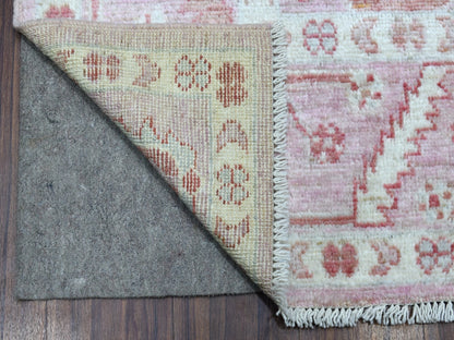 Pink 6'1" x 8'10" Oushak / Peshawar Hand knotted Wool Rug - Sku: O068446