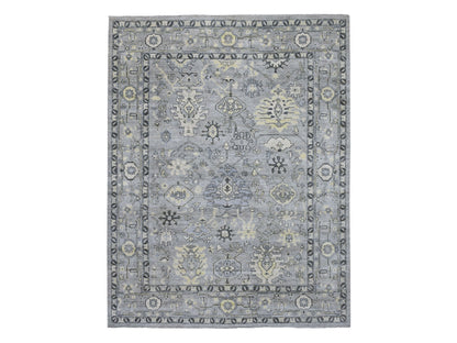 Grey 8'0" x 9'9" Oushak And Peshawar Hand knotted Wool Rug - Sku: O068475