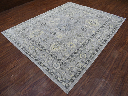 Grey 8'0" x 9'9" Oushak And Peshawar Hand knotted Wool Rug - Sku: O068475