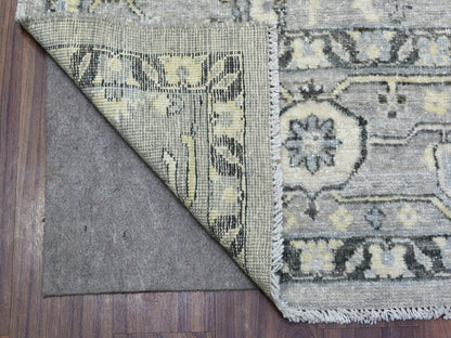 Grey 8'0" x 9'9" Oushak And Peshawar Hand knotted Wool Rug - Sku: O068475