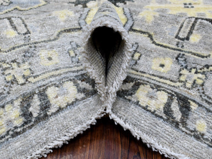 Grey 8'0" x 9'9" Oushak And Peshawar Hand knotted Wool Rug - Sku: O068475