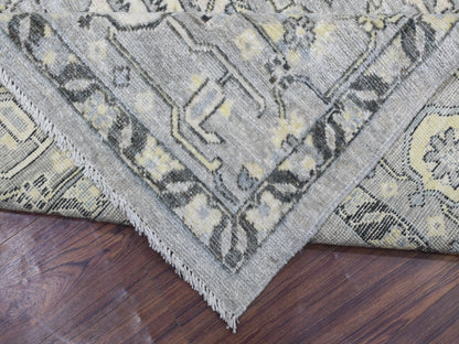 Grey 8'0" x 9'9" Oushak And Peshawar Hand knotted Wool Rug - Sku: O068475