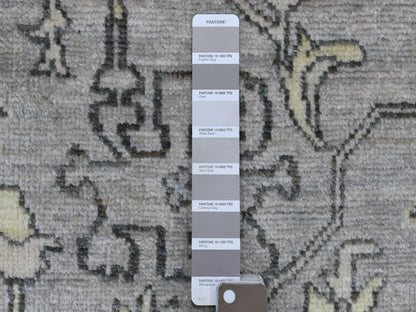 Grey 8'0" x 9'9" Oushak And Peshawar Hand knotted Wool Rug - Sku: O068475