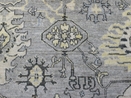 Grey 8'0" x 9'9" Oushak And Peshawar Hand knotted Wool Rug - Sku: O068475