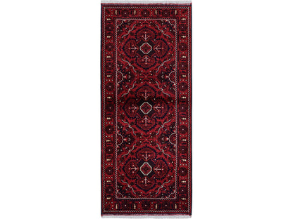 Tribal Tribal & Geometric hand-knotted wool runner in Red, 2'4" x 5'2" — SKU O0684