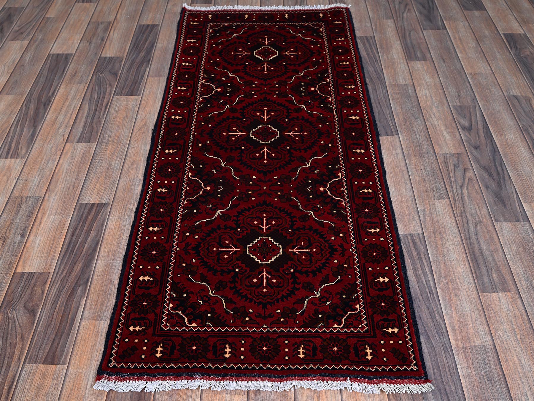 Red 2'4" x 5'2" Tribal Hand knotted Wool Rug - Sku: O0684