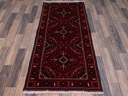 Red 2'4" x 5'2" Tribal Hand knotted Wool Rug - Sku: O0684