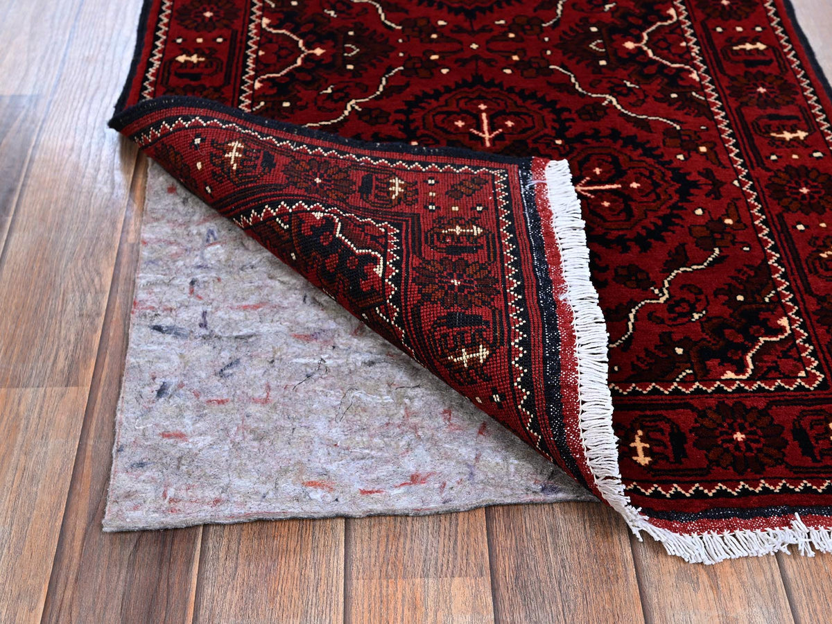 Tribal Tribal & Geometric hand-knotted wool runner in Red, 2'4" x 5'2" — SKU O0684 (view 3)