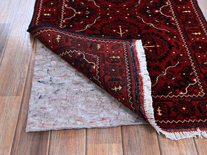 Tribal Tribal & Geometric hand-knotted wool runner in Red, 2'4" x 5'2" — SKU O0684 (view 3)