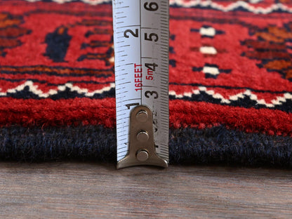 Tribal Tribal & Geometric hand-knotted wool runner in Red, 2'4" x 5'2" — SKU O0684 (view 6)