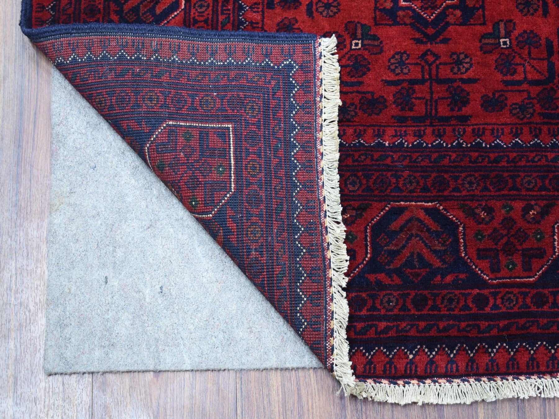 Tribal & Geometric hand-knotted wool rug in Red, 4'2" x 6'6" — SKU O068556 (view 2)