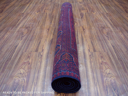 Red 4'2" x 6'6" Tribal Hand knotted Wool Rug - Sku: O068556