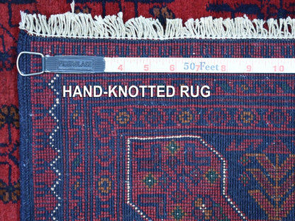 Red 4'2" x 6'6" Tribal Hand knotted Wool Rug - Sku: O068556