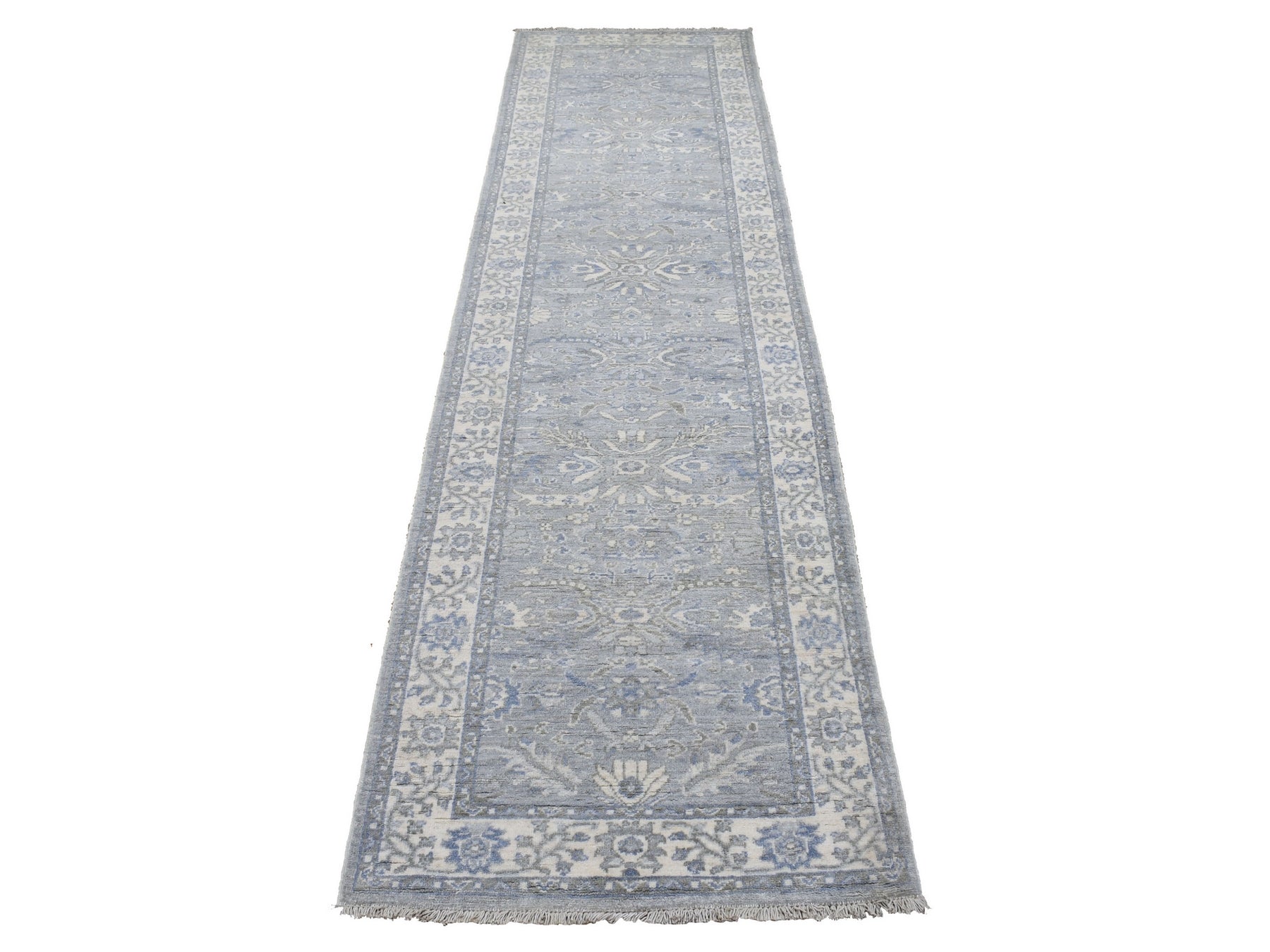 Gray 2'6" x 9'9" Oushak / Peshawar Hand knotted Wool Rug - Sku: O068596